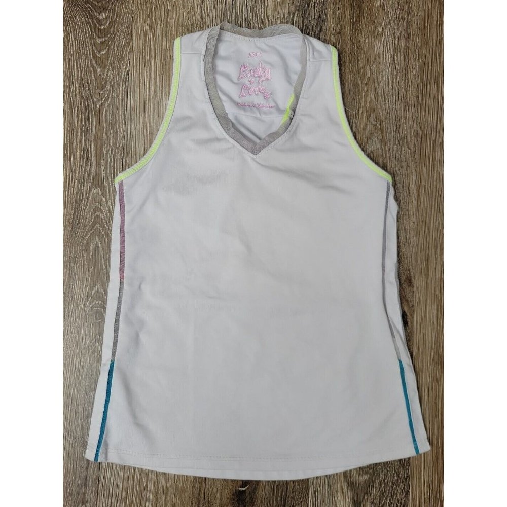 Lucky Love Youth Girl Size XS(6) Athletic Gymnastic Shirt Racerback Tank Stretch